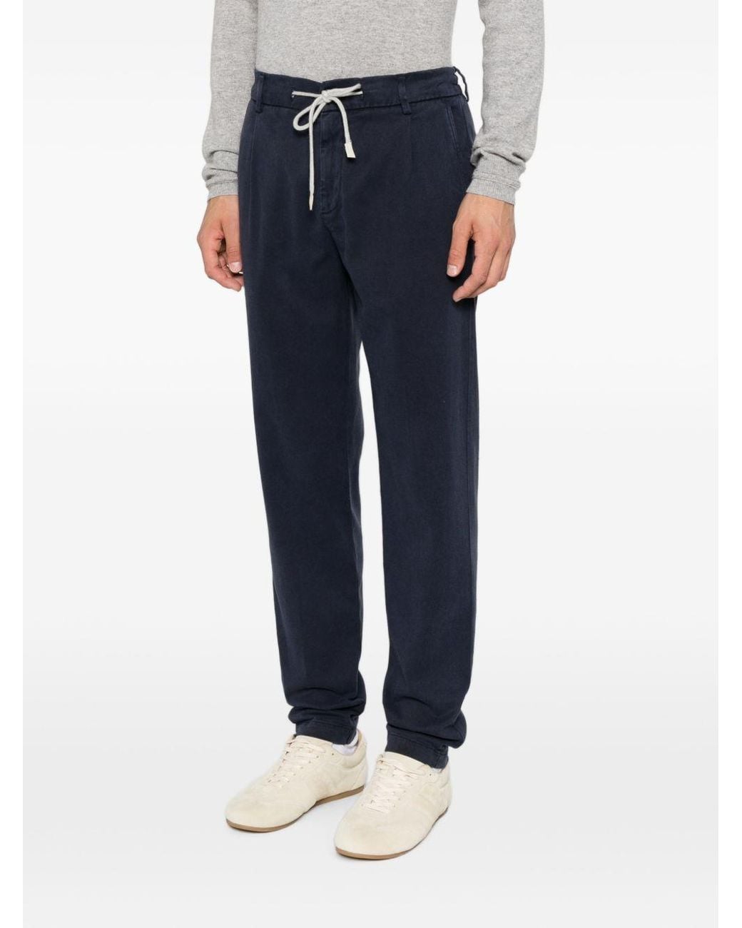 Eleventy Blue Drawstring-Fastening Trousers for men
