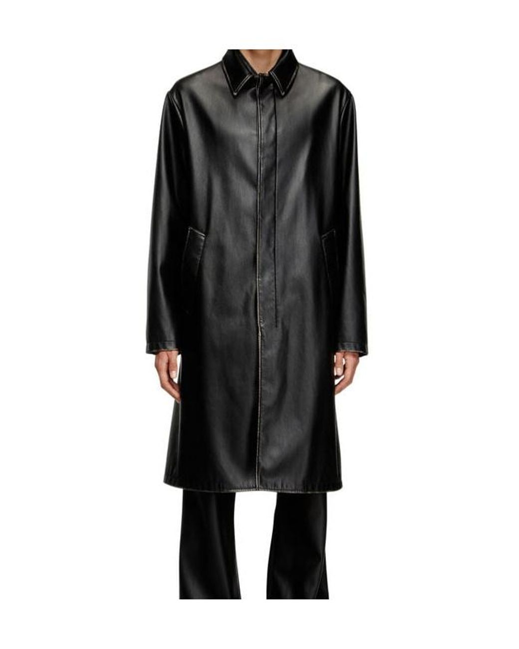 DIESEL Black J-Rivers Faux Leather Coat for men