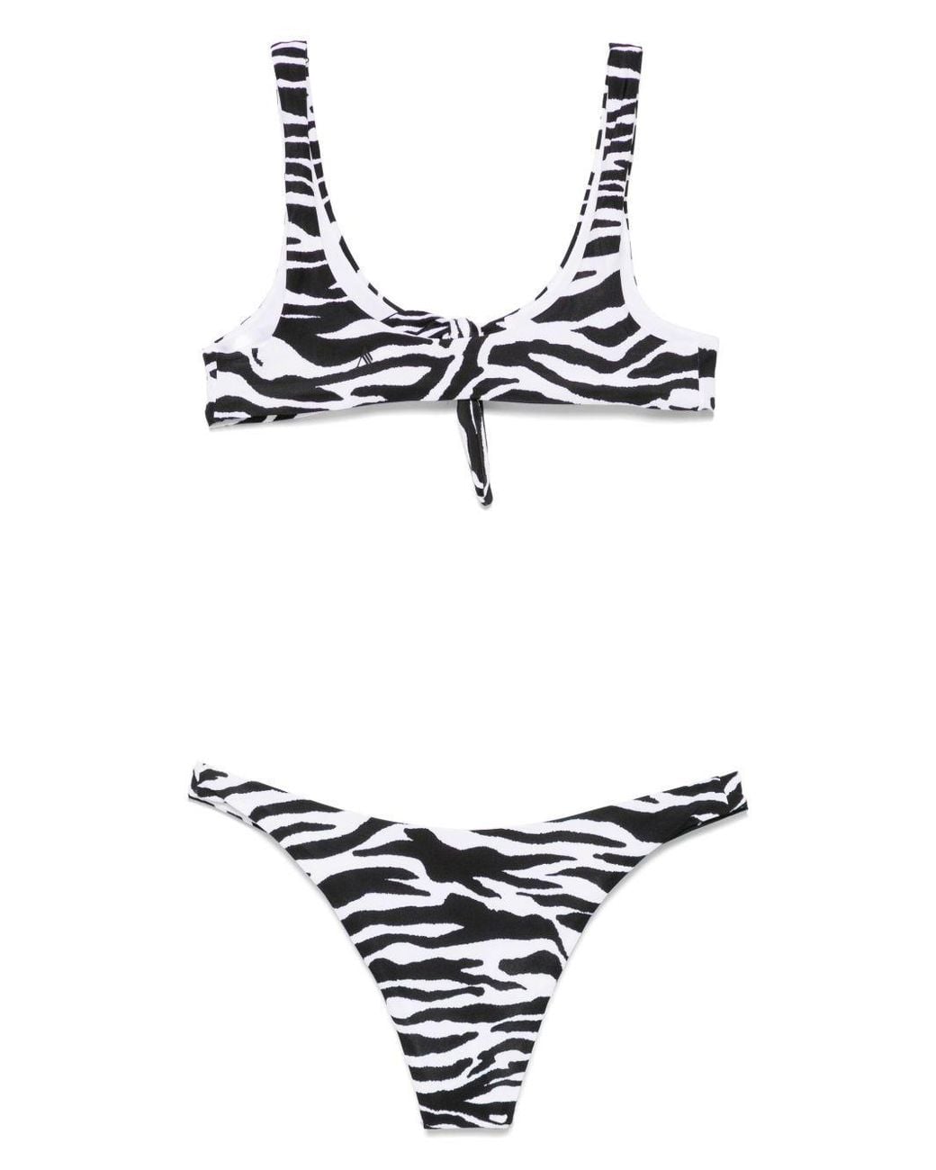 The Attico White The Zebra-Printed Bikini Set