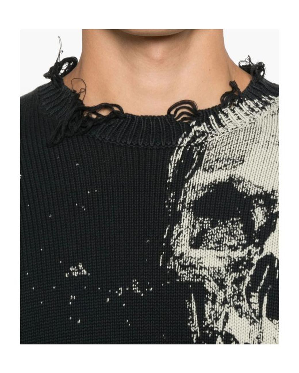 R13 Black Long-Sleeved Pullover for men