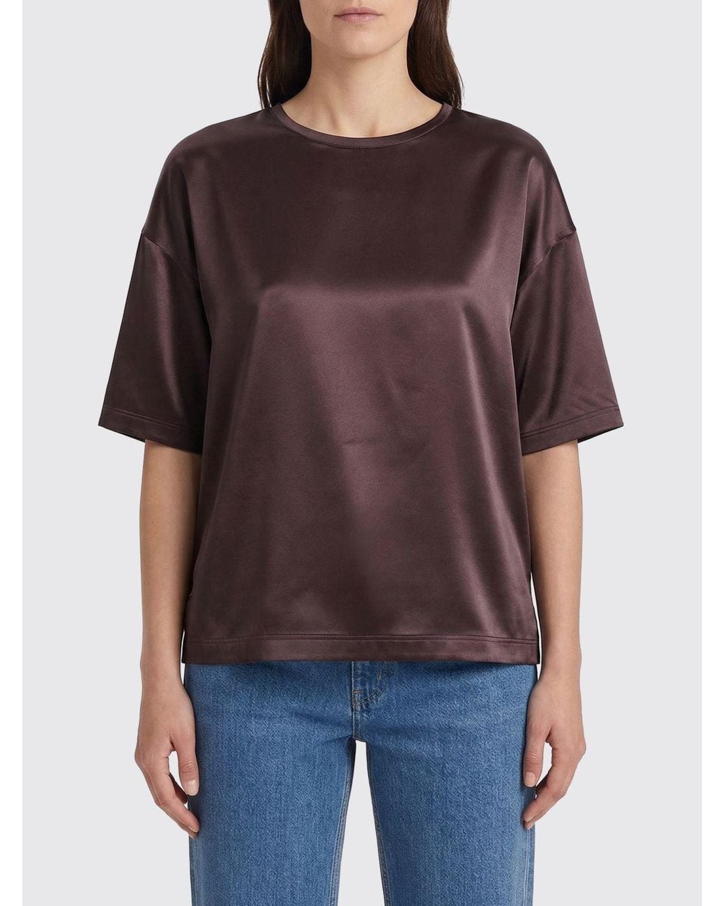 Brunello Cucinelli Purple Keyhole Crewneck Top