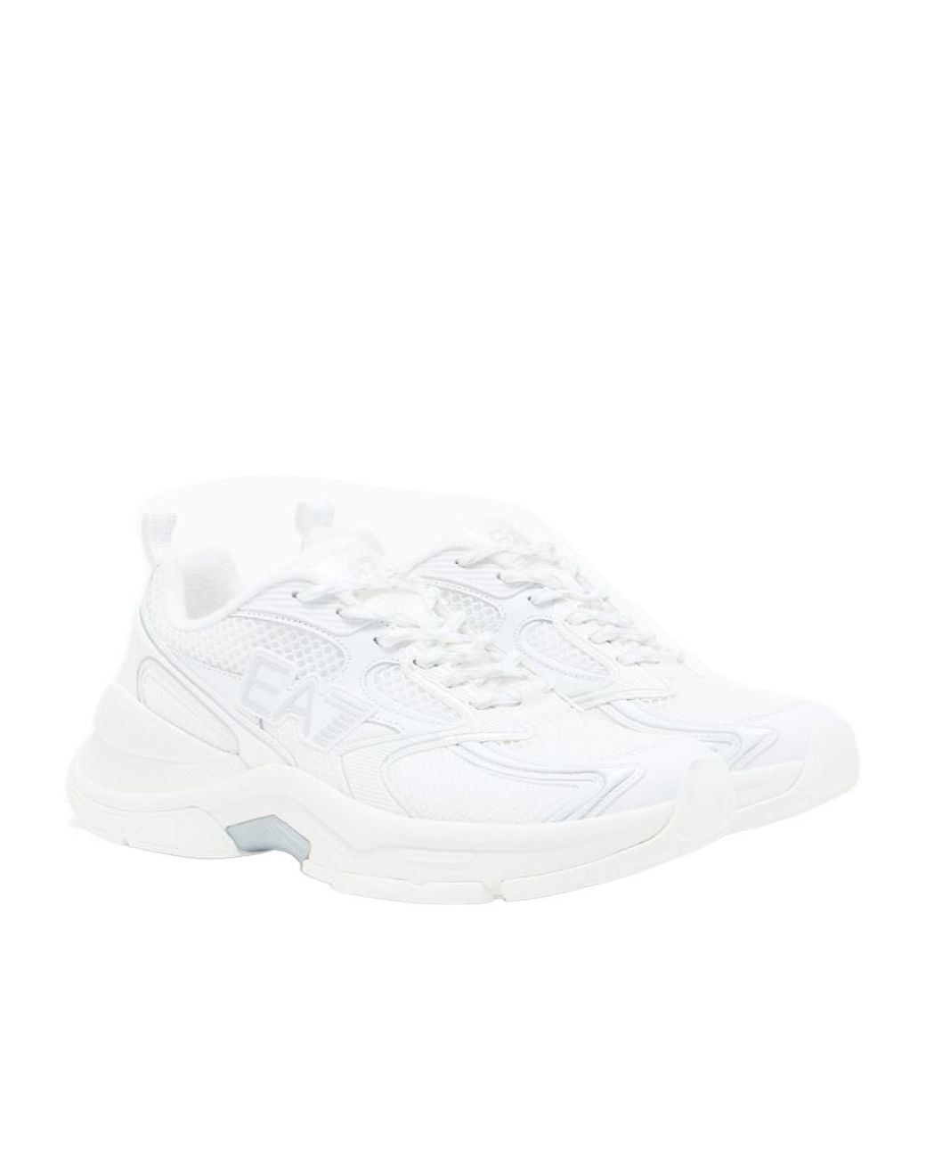 EA7 White Predator Logo-Detail Sneakers