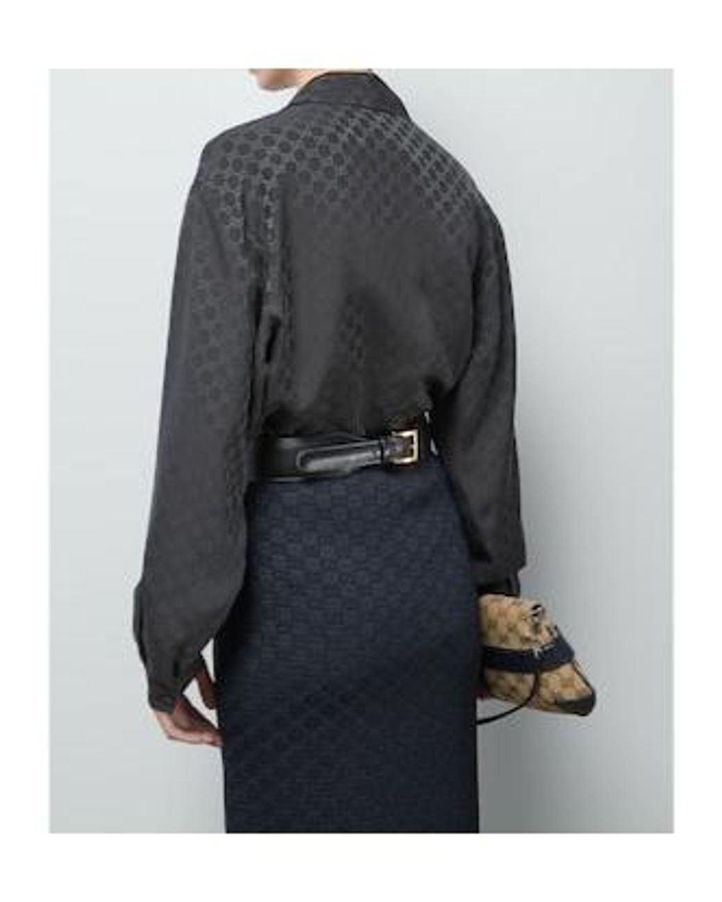 Gucci Black Printed Silk Blouse Top