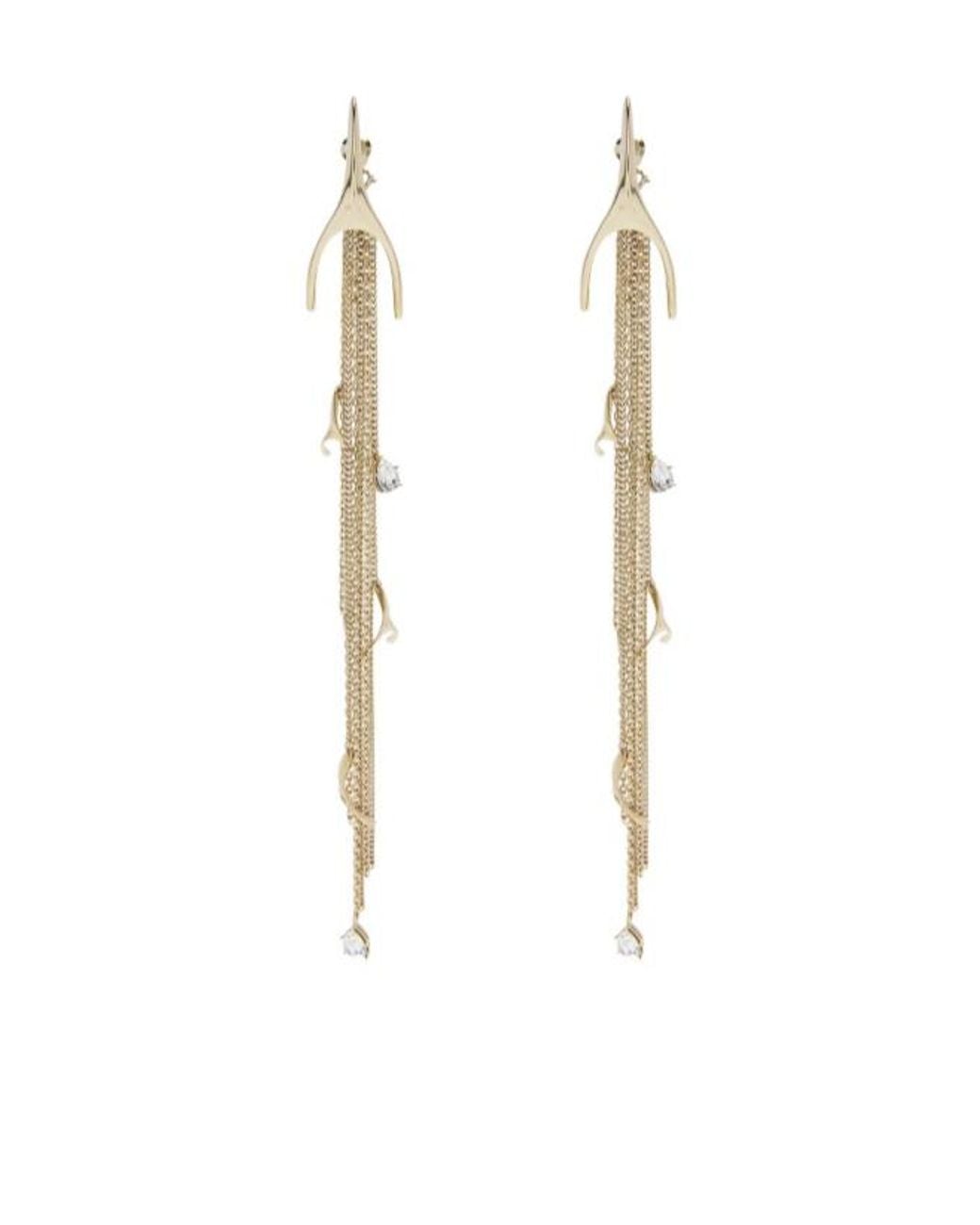 McQueen White Chain Pendant Earrings