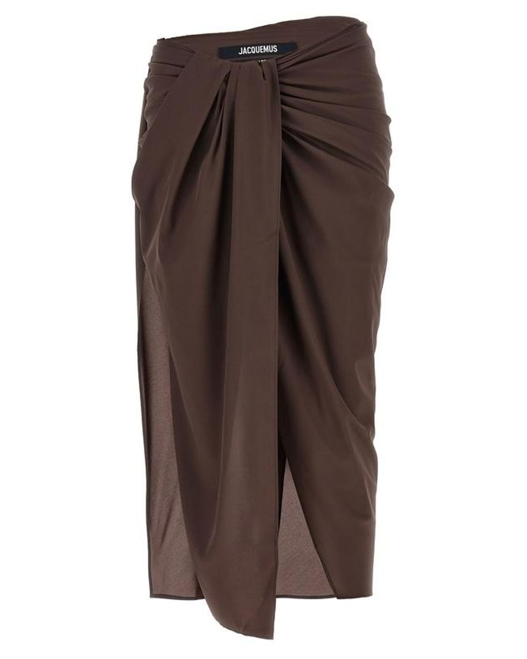 Jacquemus Brown The Paréo Draped Asymmetric Hem Skirt