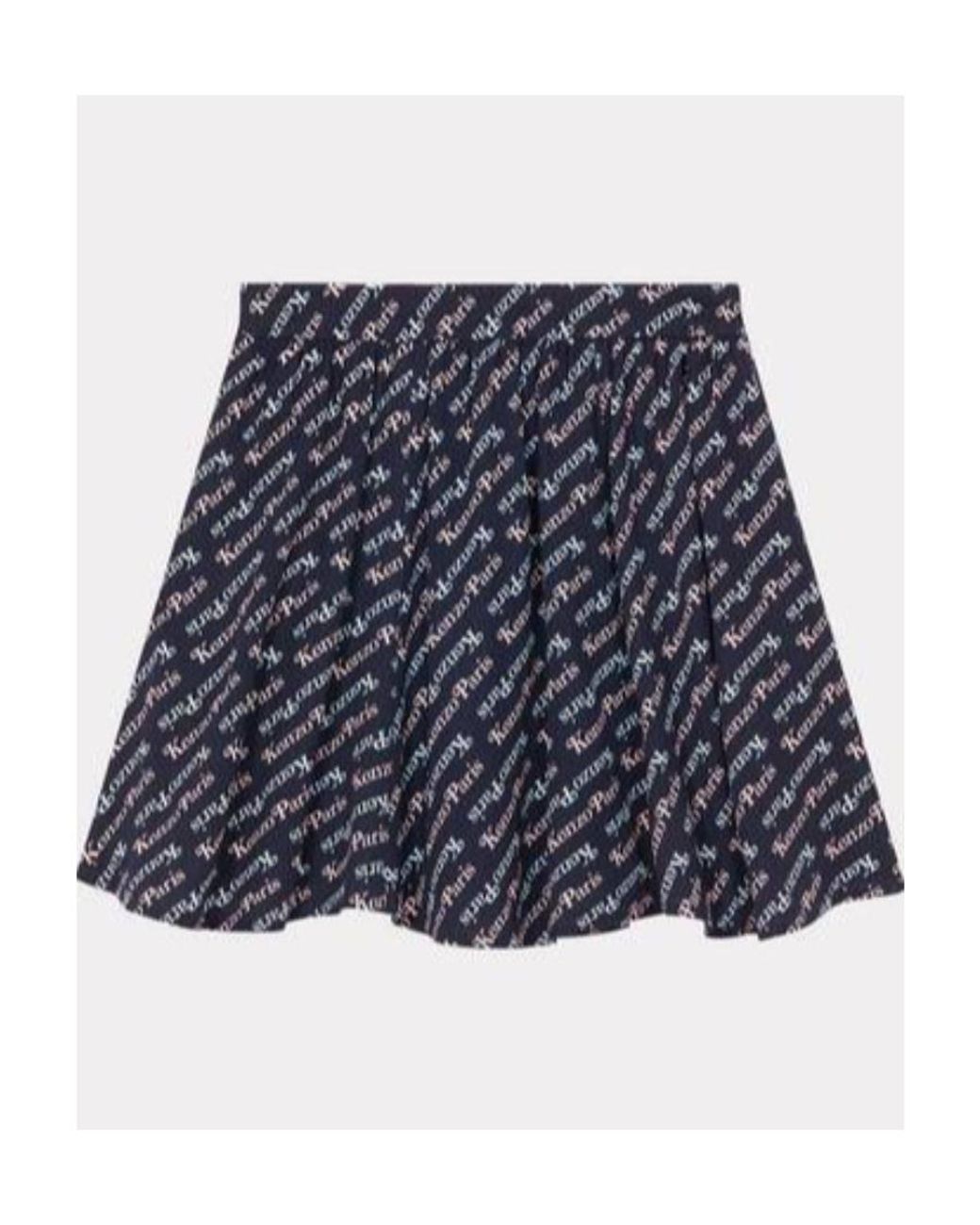 KENZO Blue Allover Logo Printed Mini Skirt