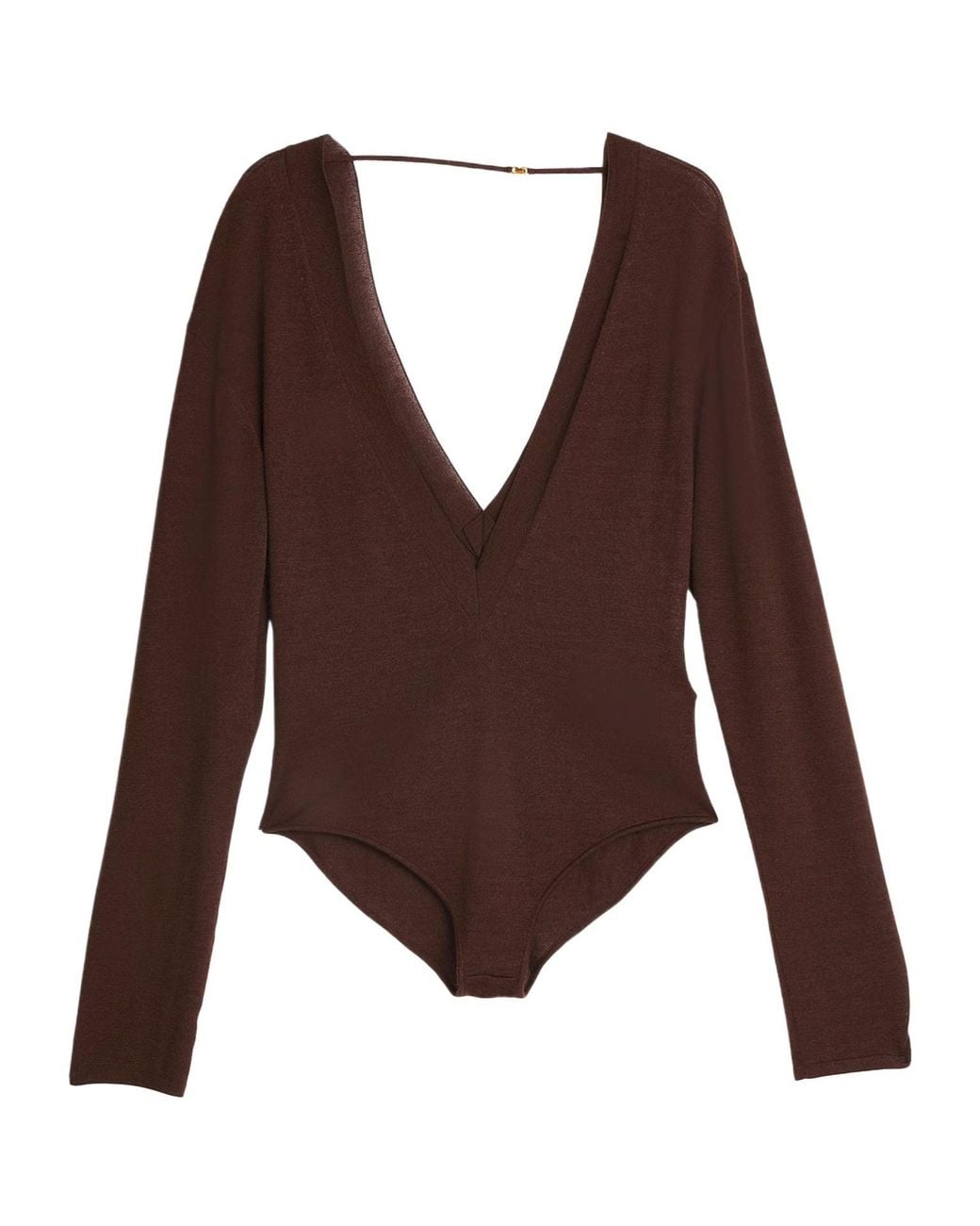 Saint Laurent Brown Long-Sleeved Bodysuit