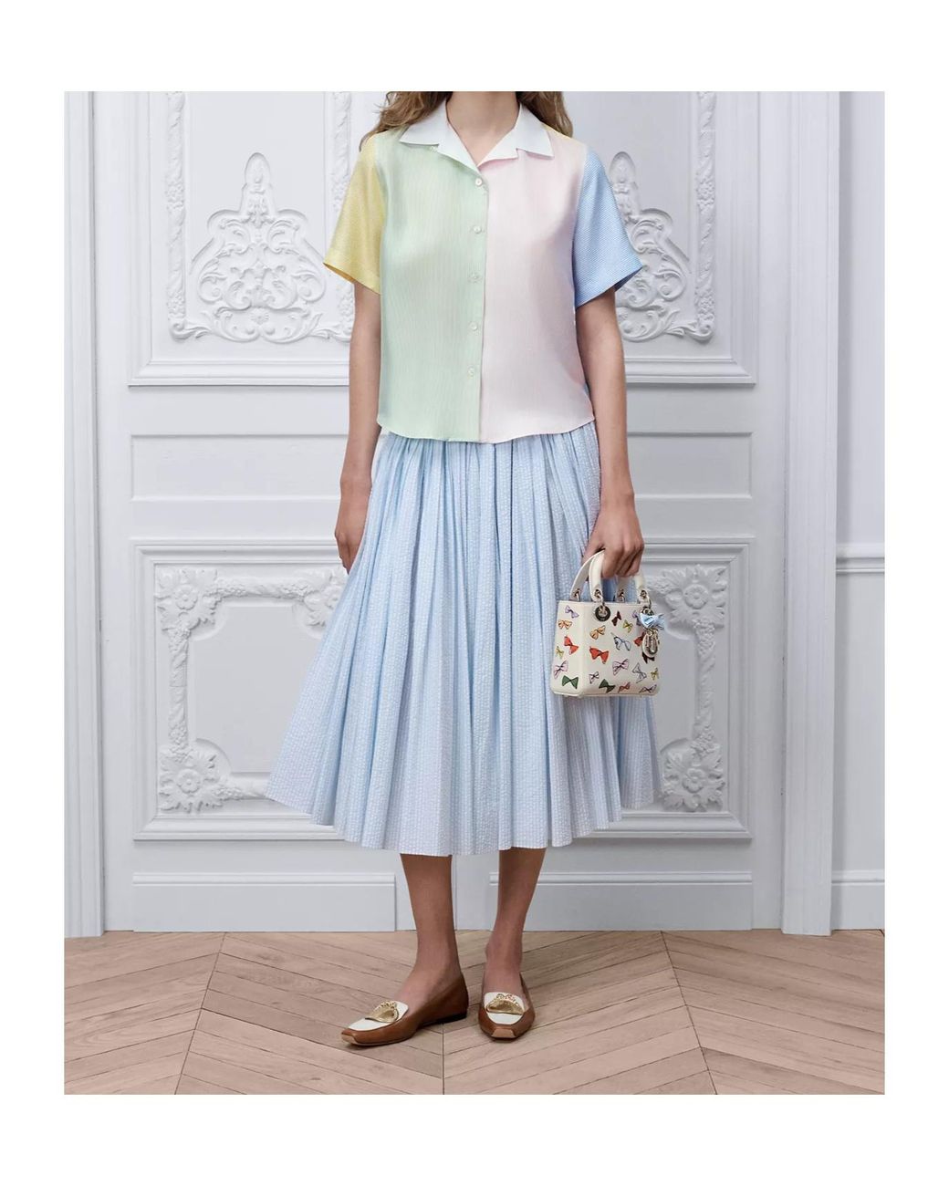 Dior Blue Iviera Mid-Length Flared Skirt