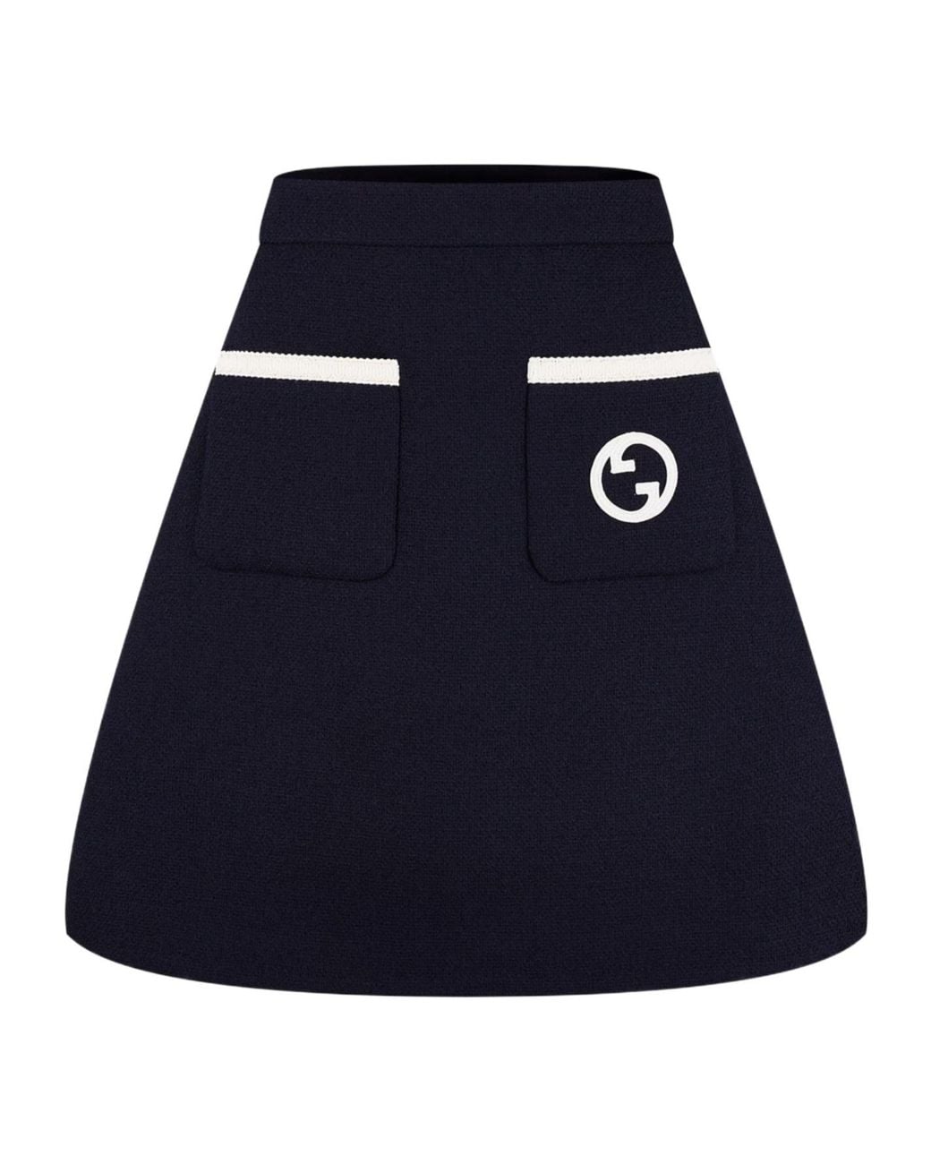 Gucci Blue Retro Tweed Wool Skirt