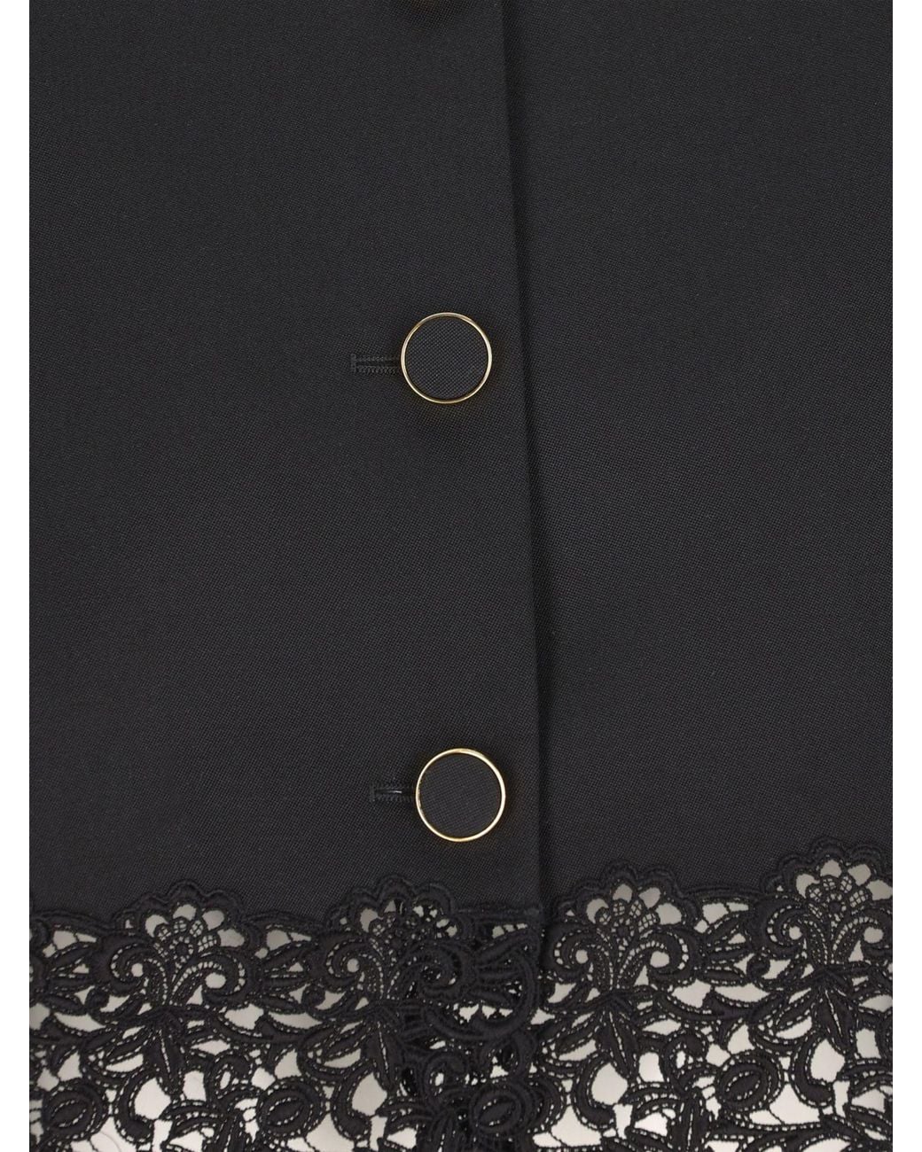 Chloé Blue Chloé Cropped Lace-Hem Cropped Cardigan