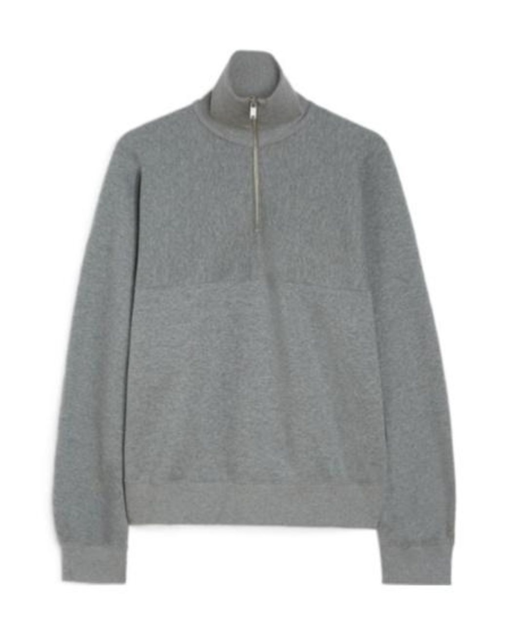Jil Sander Gray Cotton Terry High-Neck Sweatshirt for men