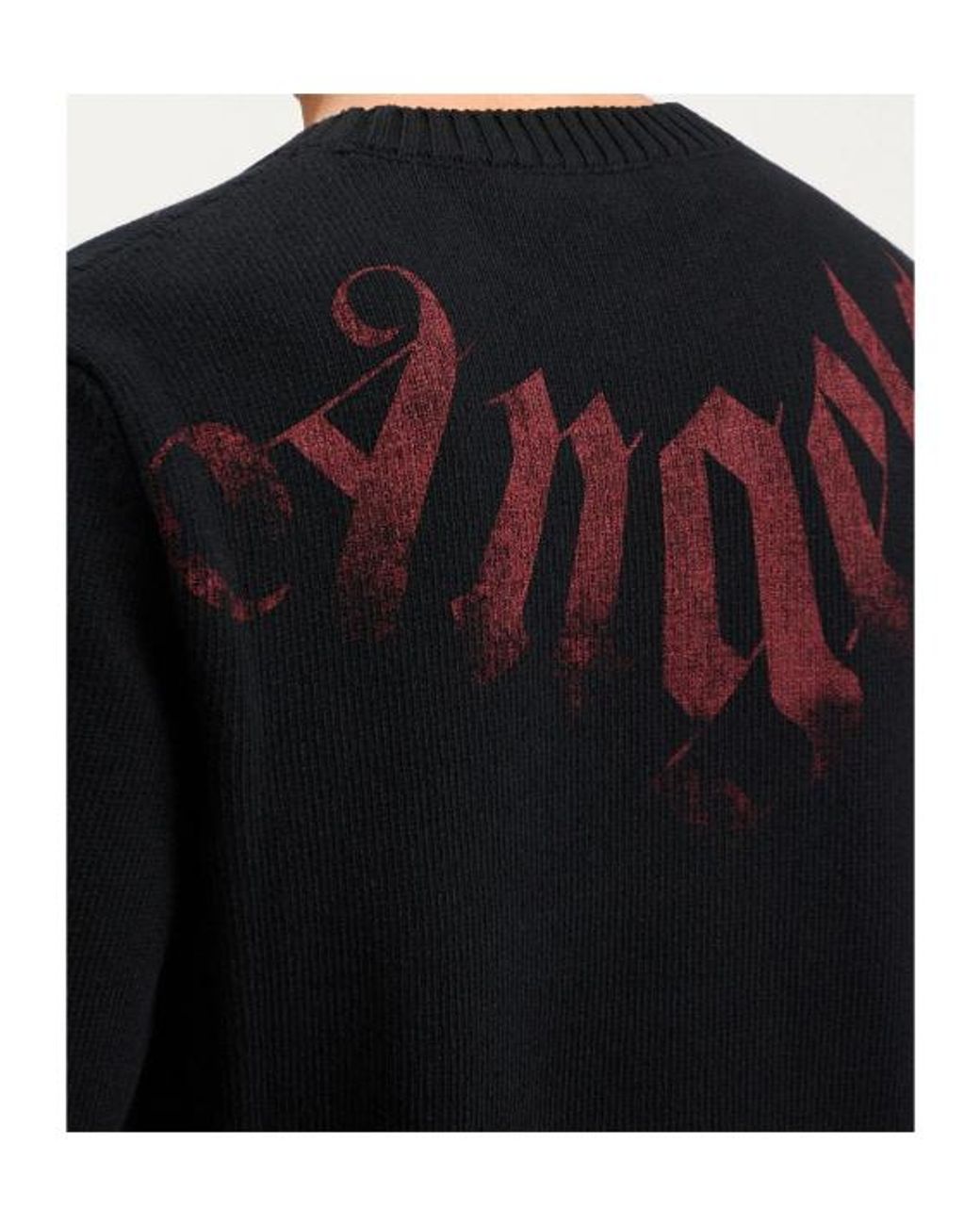 Palm Angels Black Logo Printed Crewneck Knitted Jumper for men
