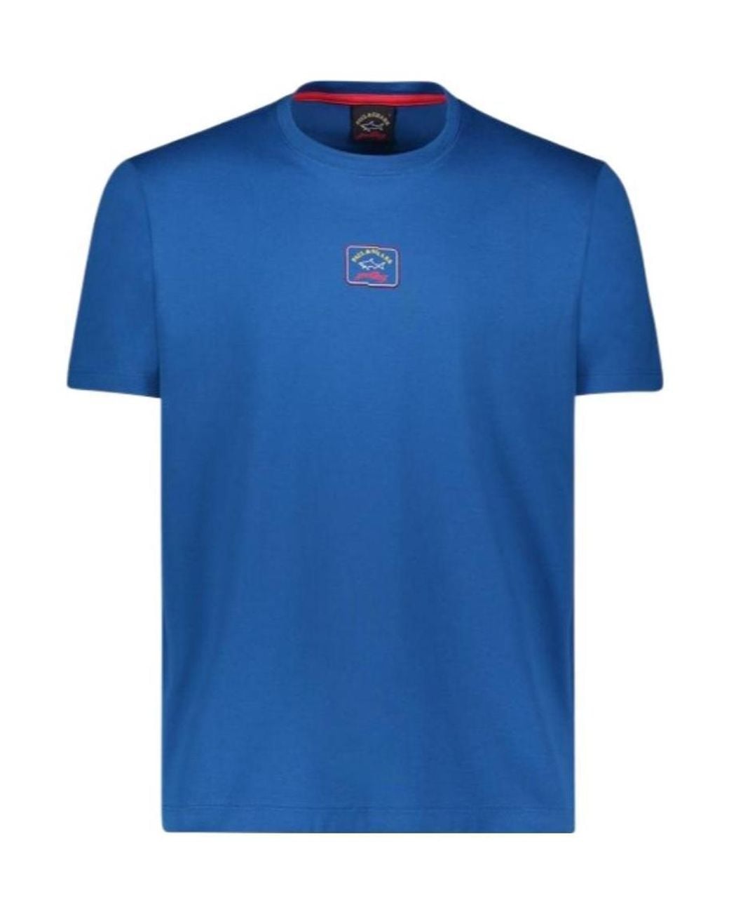 Paul & Shark Blue T-Shirt With Round Neck And Short Sleeves for men