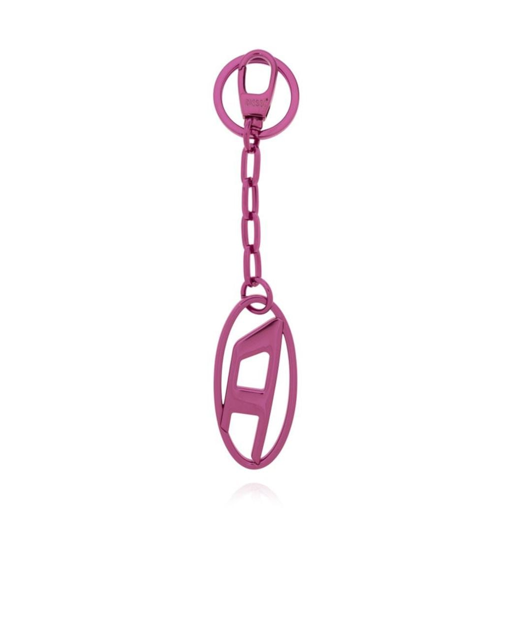 DIESEL Pink Oval D Metallic Keyring