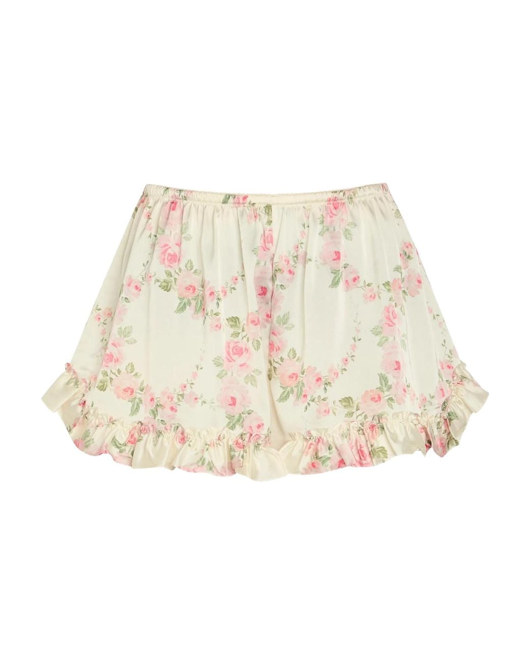 Simone Rocha Natural Floral-Print Ruffled Shorts