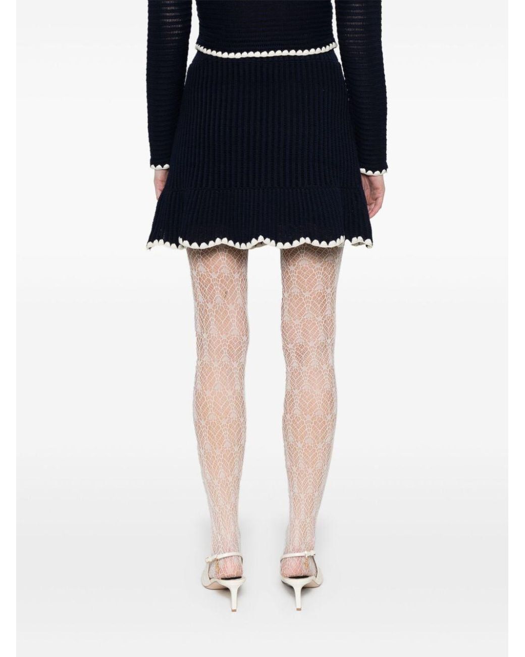 Self-Portrait Black Crochet Knitted Mini Skirt