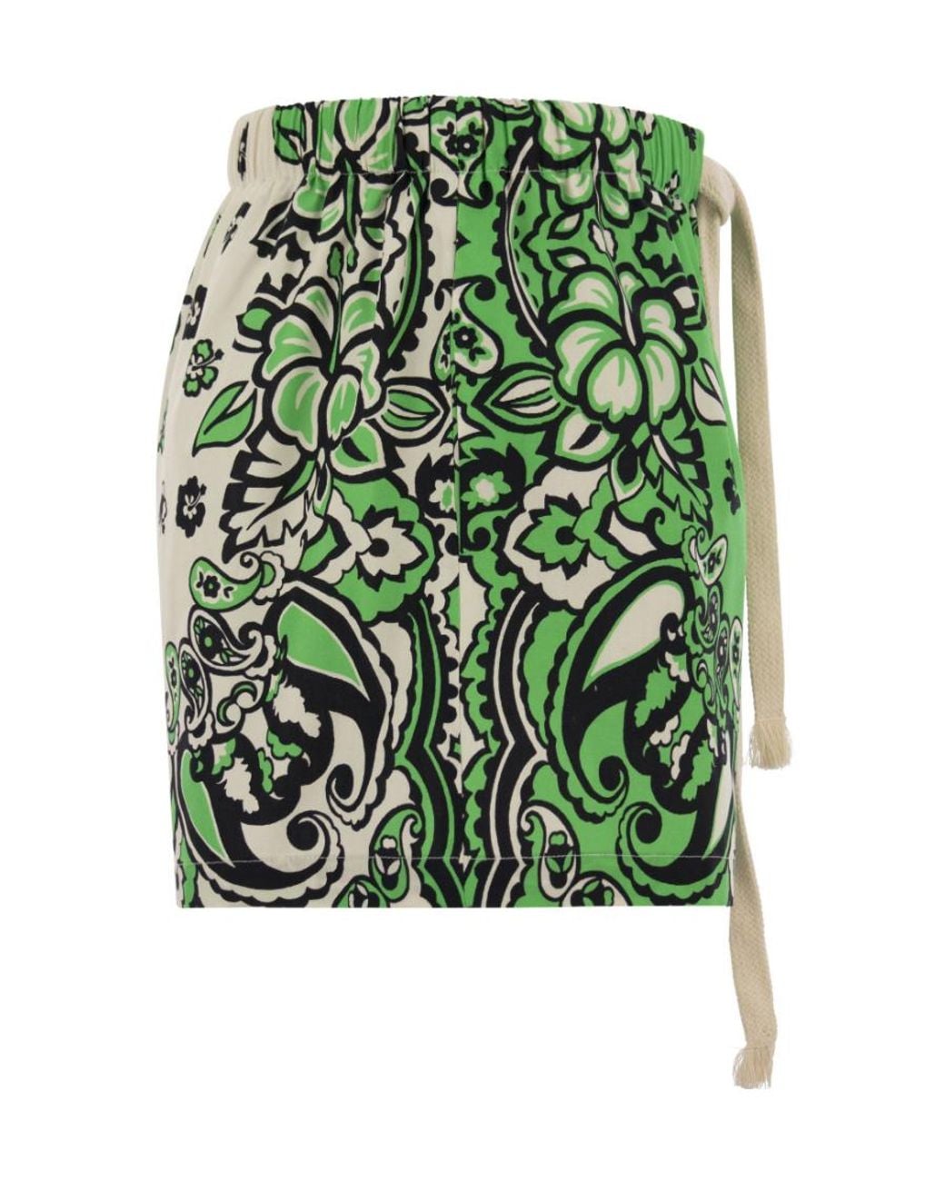 RED Valentino Green Bandana Printed Drawstring Shorts