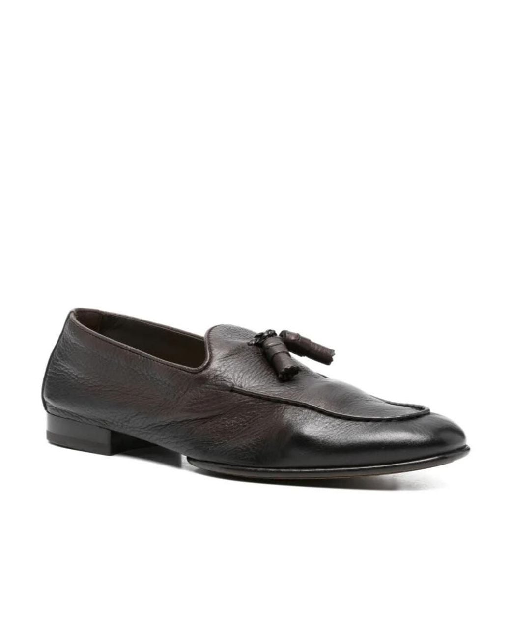 Doucal's Black Tassel Slip-On Loafers for men