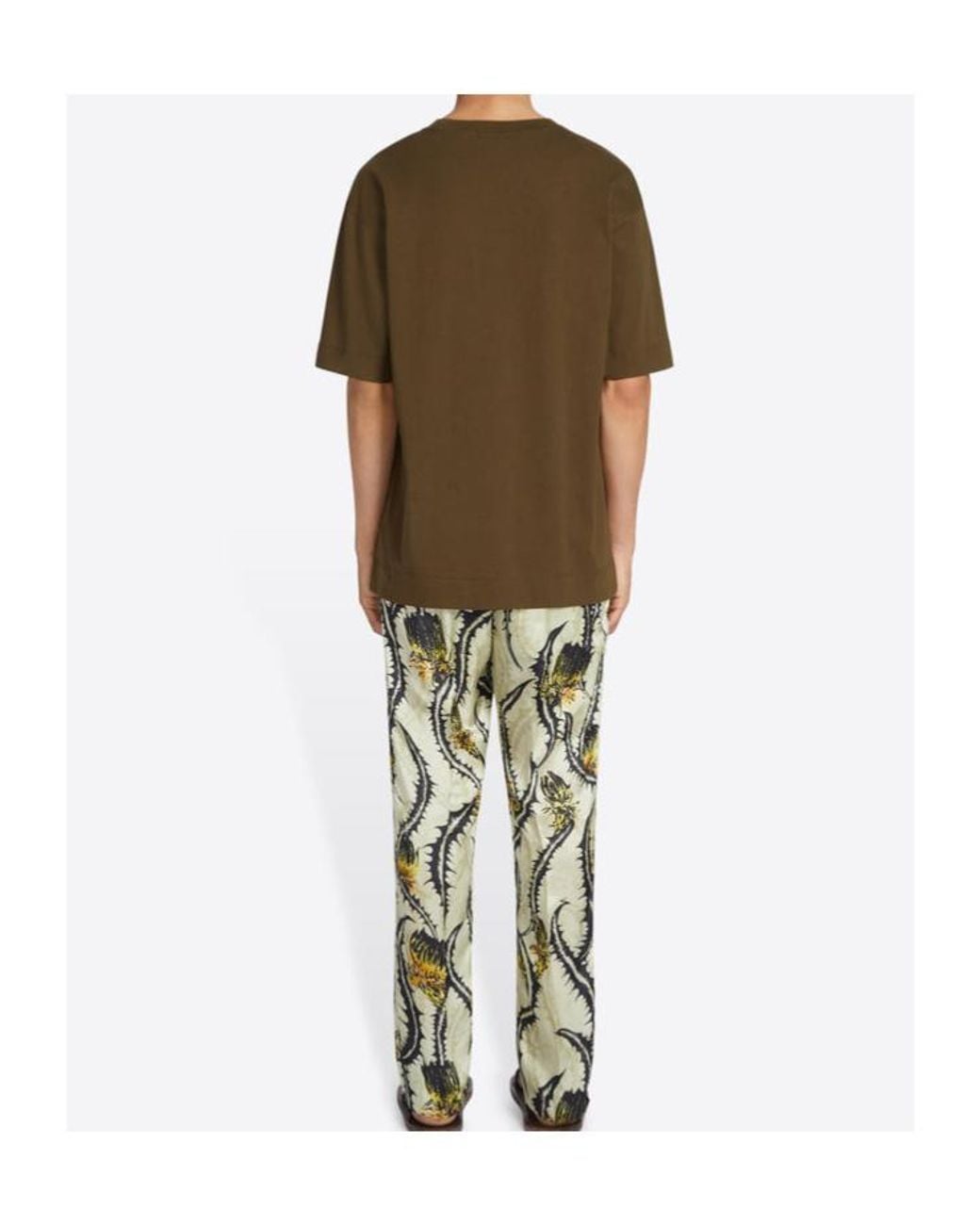 Dries Van Noten Green Boxy Crewneck T-Shirt for men