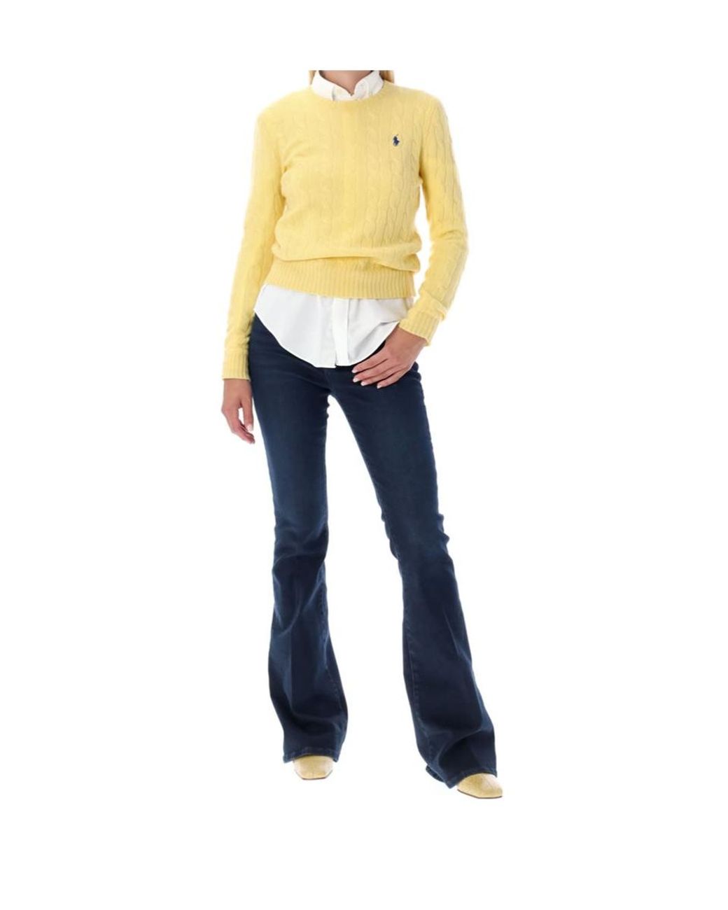 Polo Ralph Lauren Yellow Julianna Polo Pony Cable Knit Jumper