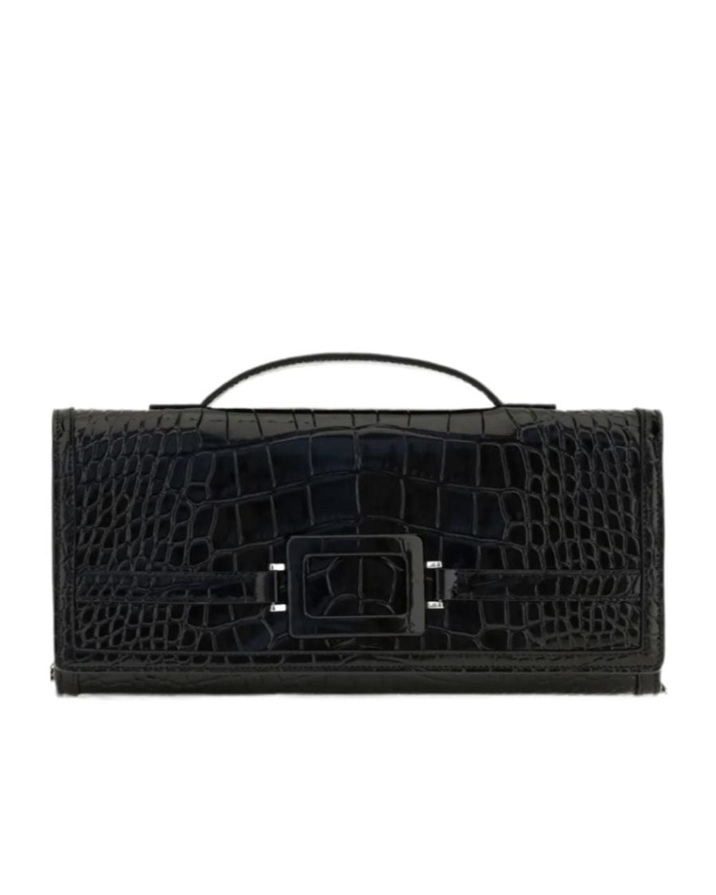 Roger Vivier Black Belle Vivier Top Handle Clutch Bag