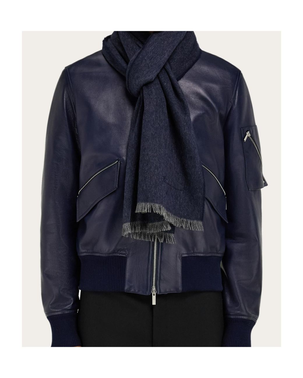 Ferragamo Blue Ferragamo Signature Embroidered Scarf for men