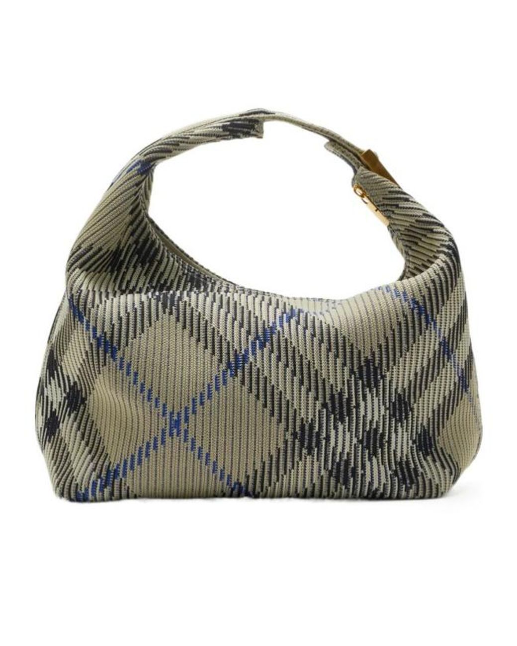 Burberry Gray Checked Zipped Medium Tote Bag