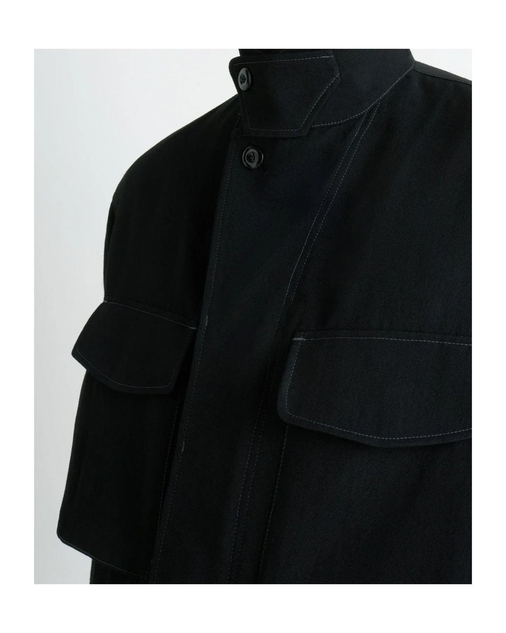 Lemaire Black Long-Sleeved Buttoned-Cuff Pocket Overshirt for men