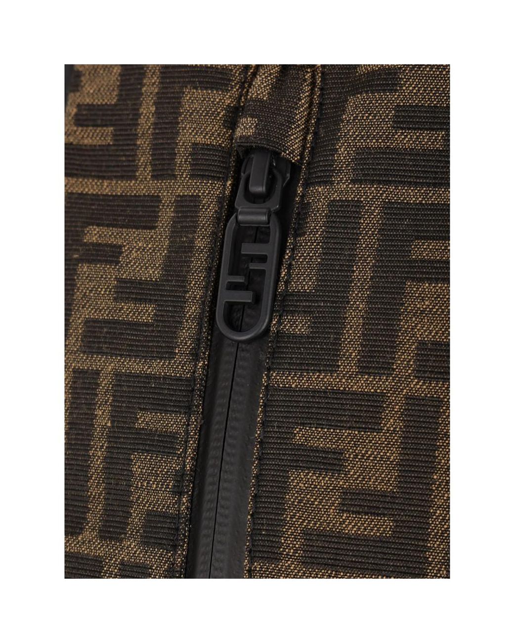 Fendi Green Ff Motif Zip-Up Hooded Jacket