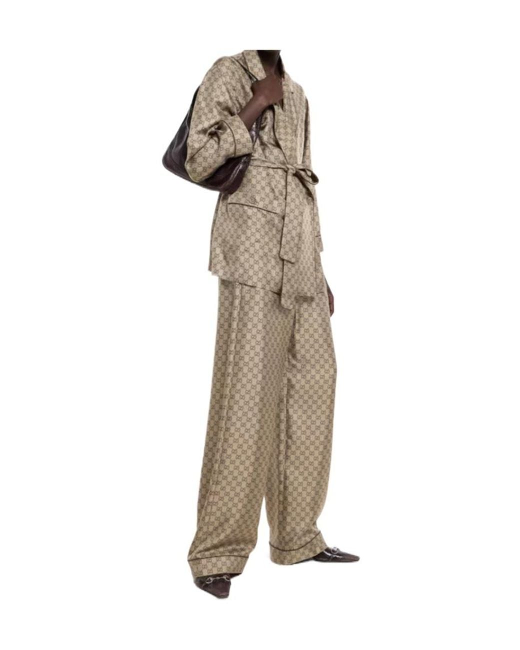 Gucci Natural Printed Twill Leisure Pants