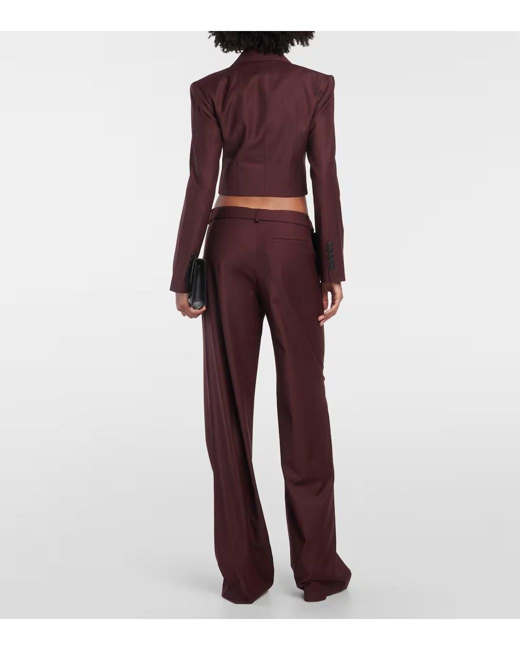AYA MUSE Purple Sylvia Mid-Rise Straight Wool Pants