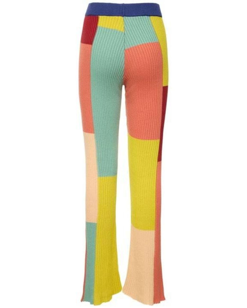The Elder Statesman Multicolor Color Block Flared Cotton Pants