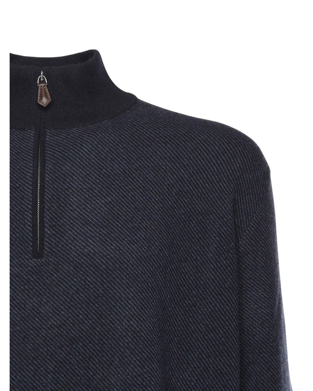 Loro Piana Blue Roadster Half-Zipped Sweater for men