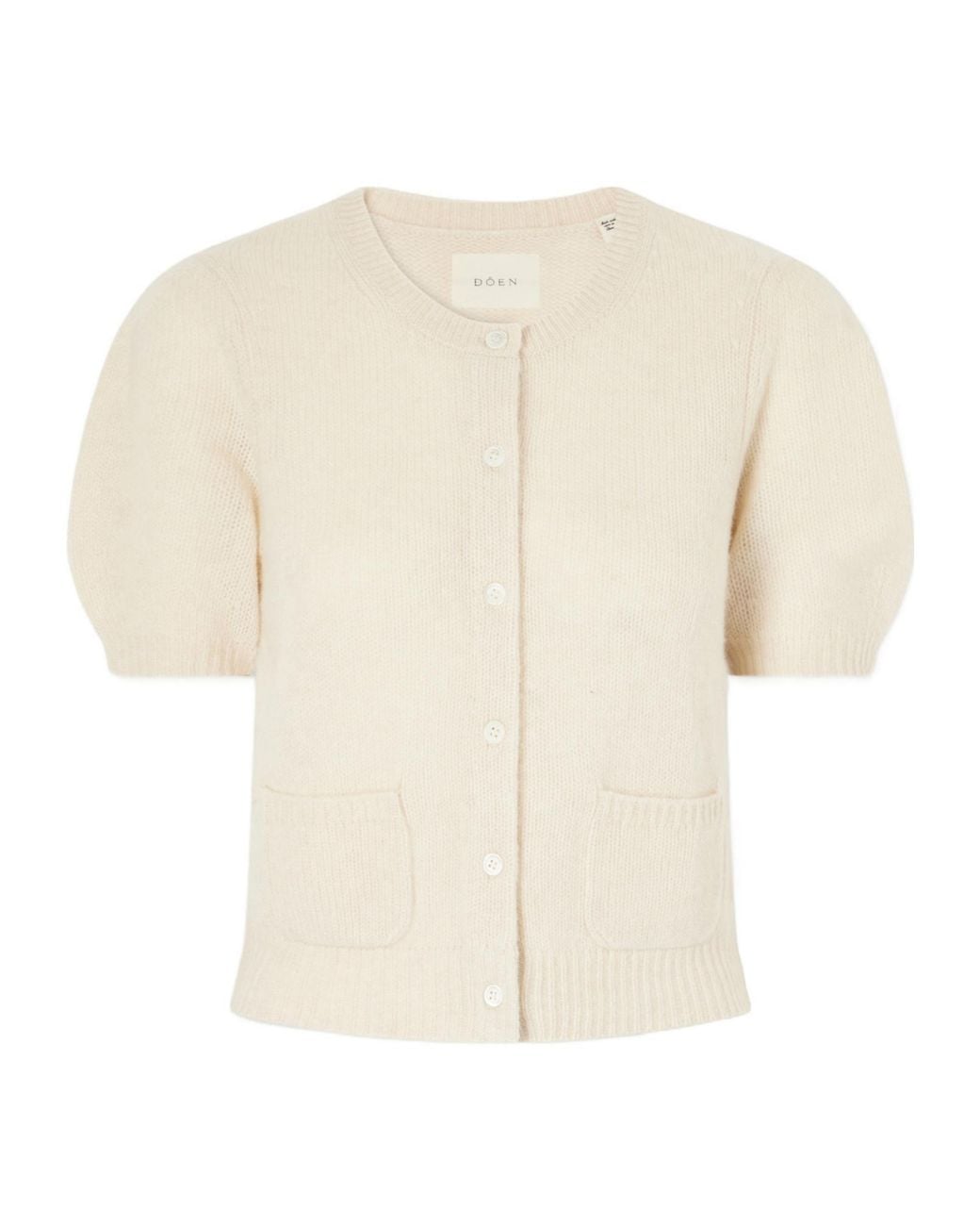 Doen White Short Cashmere Cardigan