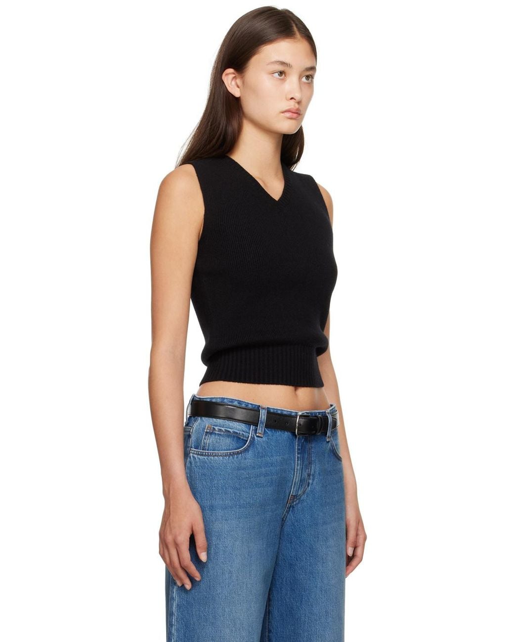 The Row Black Comi Cashmere Sleeveless Knit Top