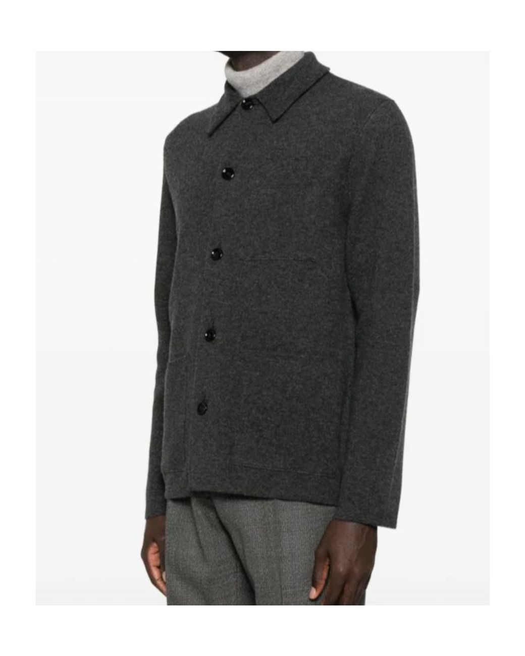 Lardini Black Buttoned Patch-Pocket Cardigan for men