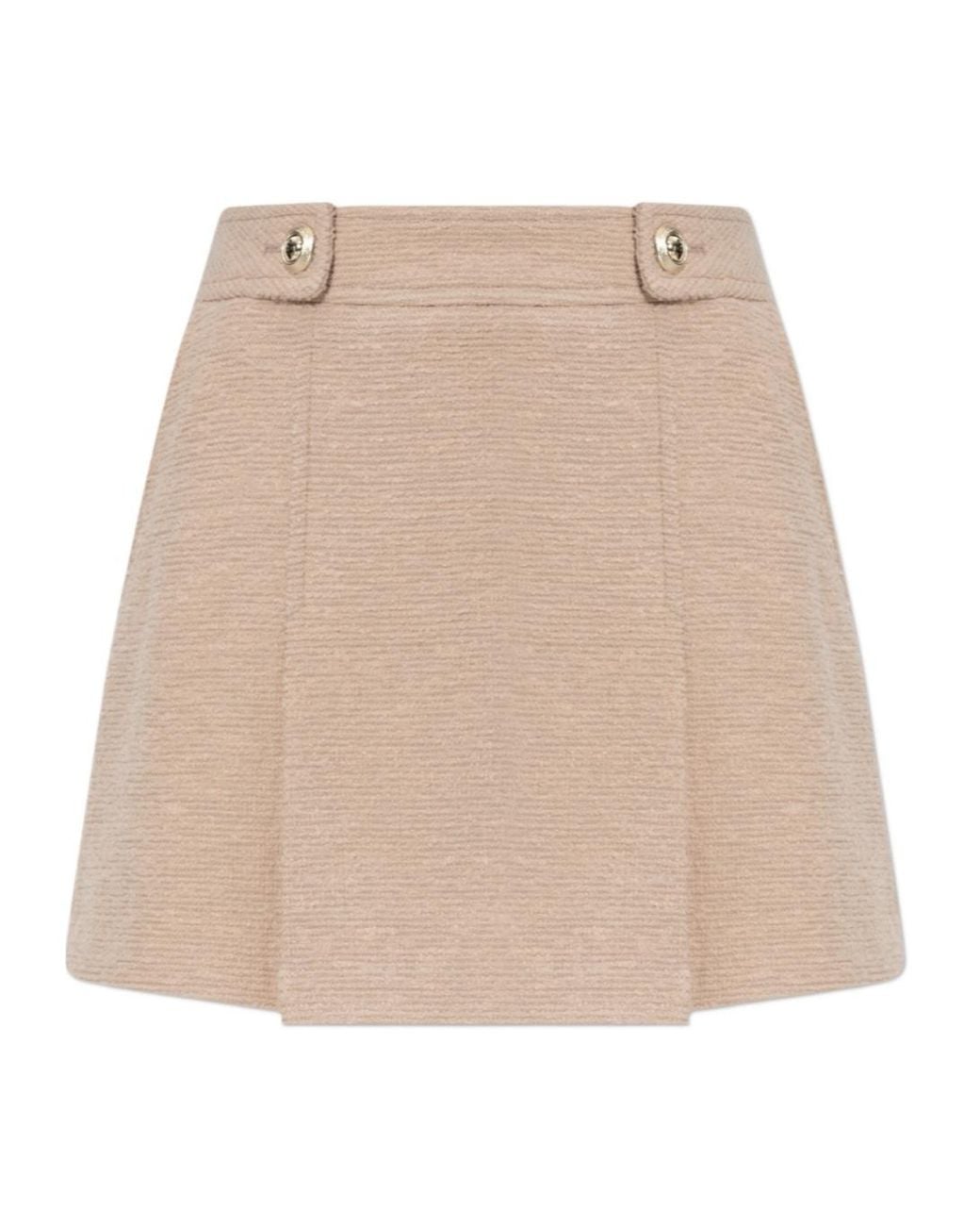 Tom Ford Natural Boucle Pleated Mini Skirt