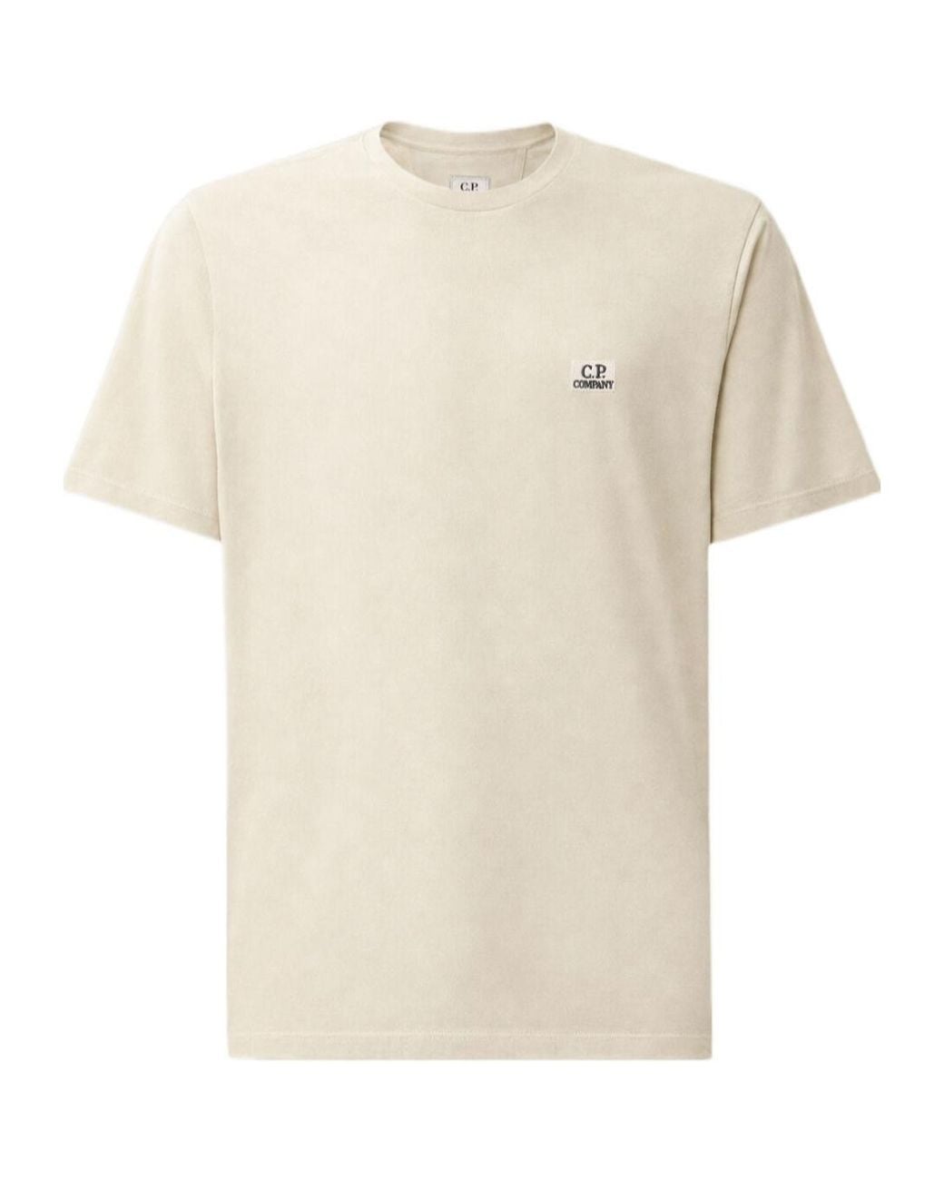 C P Company White 30/1 Jersey Short-Sleeve Logo Patch T-Shirt for men