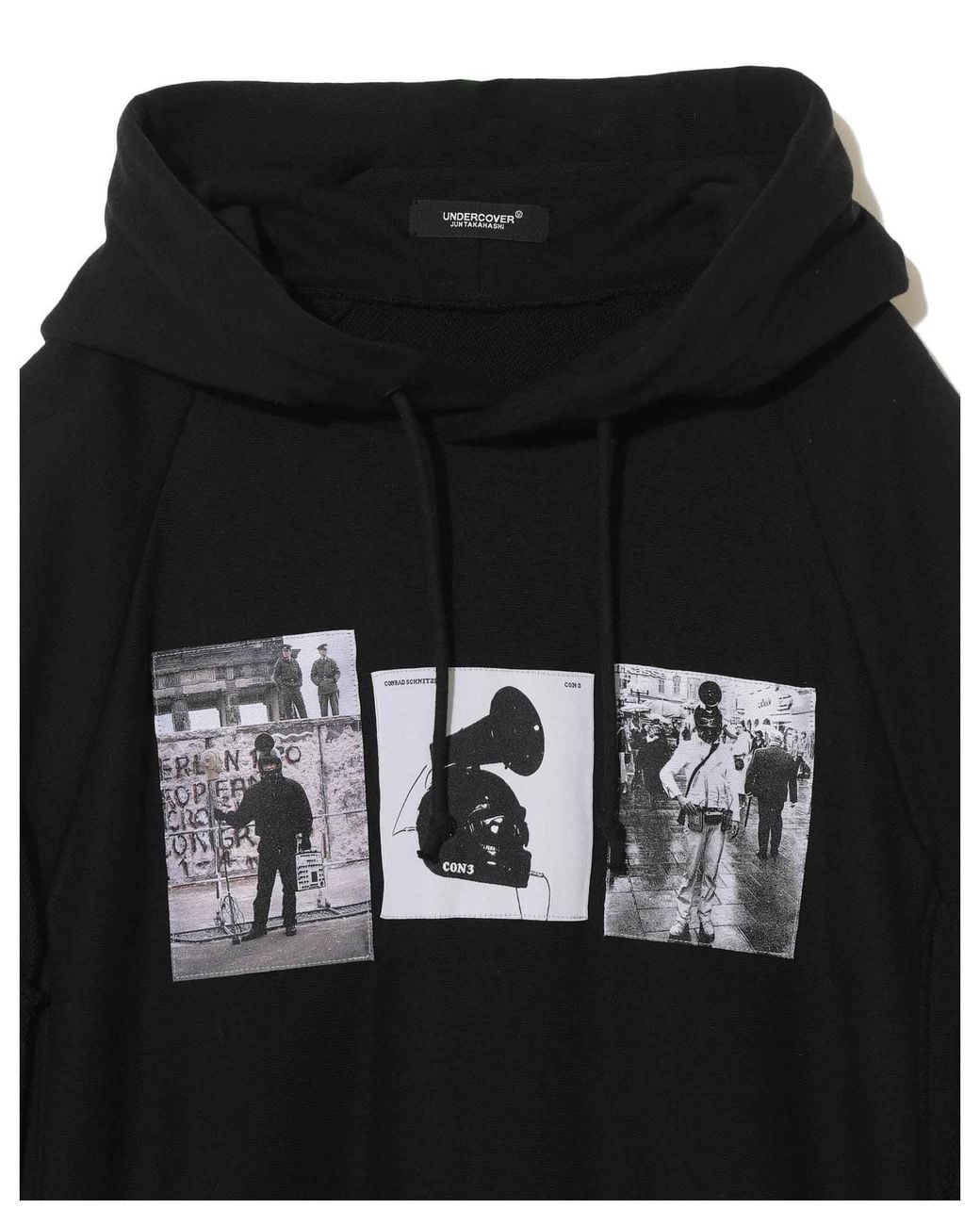 Undercover Black Graphic Printed Layered Hoodie for men