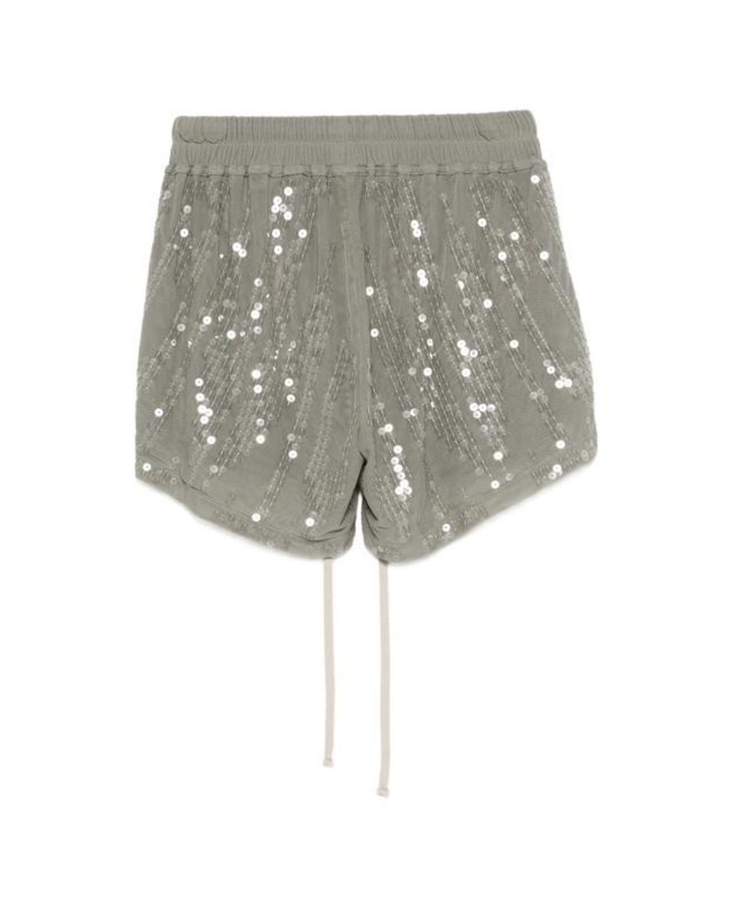Rick Owens Gray Lilies Sequined Drawstring Shorts
