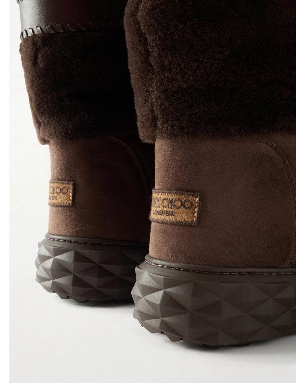 Jimmy Choo Brown Shearling-Trimmed Suede Knee Boots