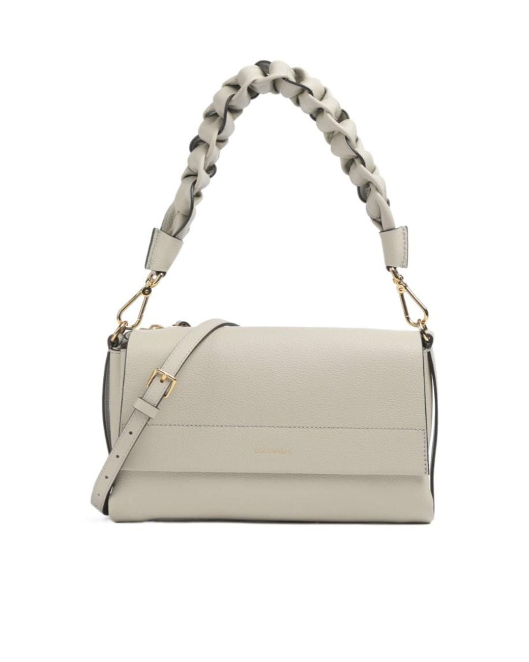 Coccinelle White Boheme Woven-Handle Shoulder Bag