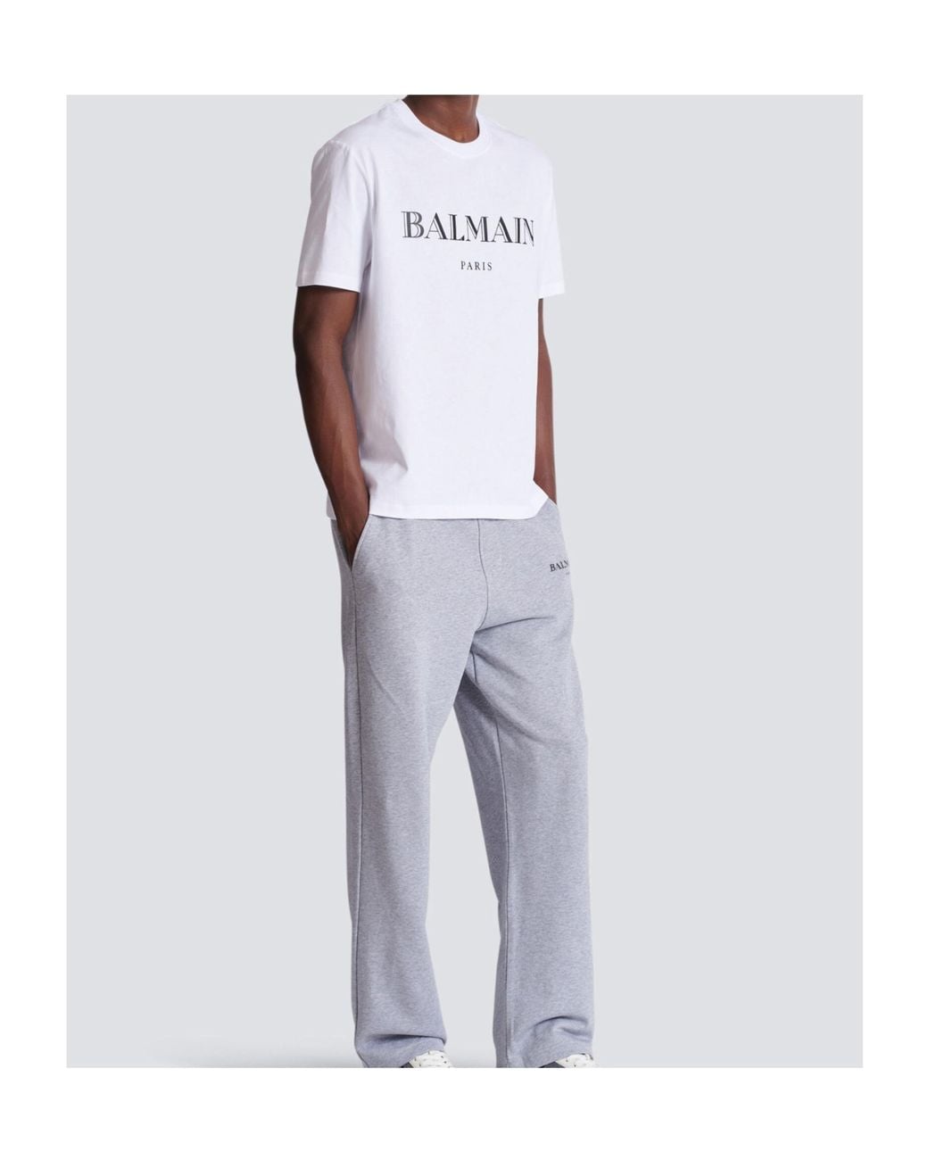 Balmain White T-Shirt With Print for men