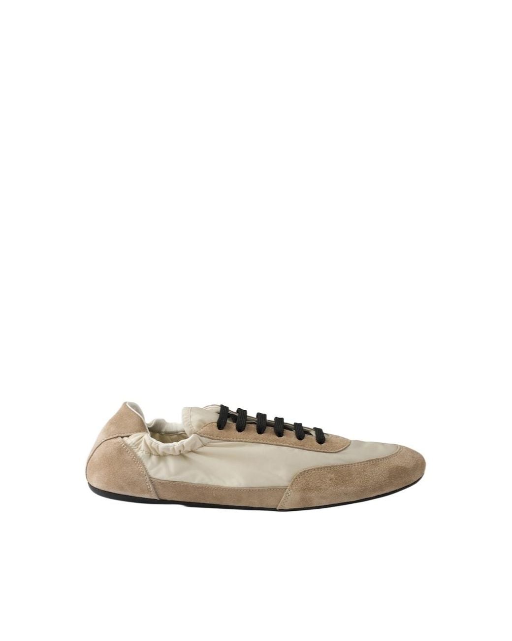 Prada White Two-Toned Collapse Sneakers