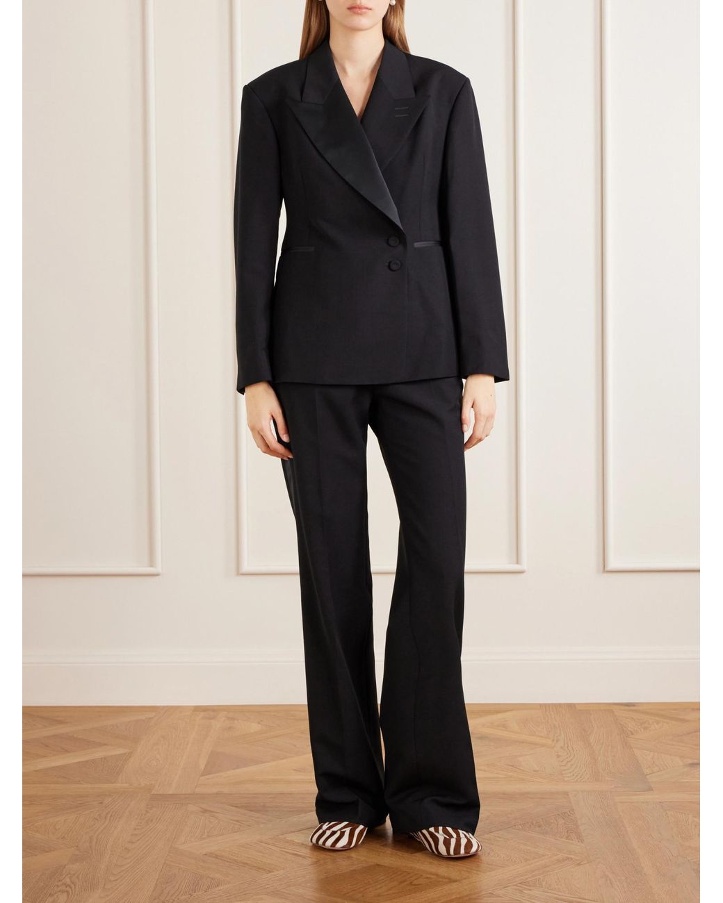 Wales Bonner Black Satin-Trimmed Wool-Twill Jacket