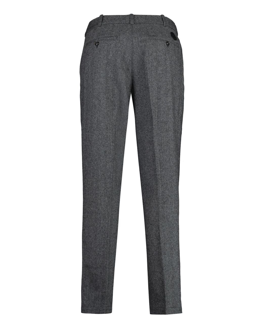 Moncler Gray Logo Patch Straight-Leg Pants for men
