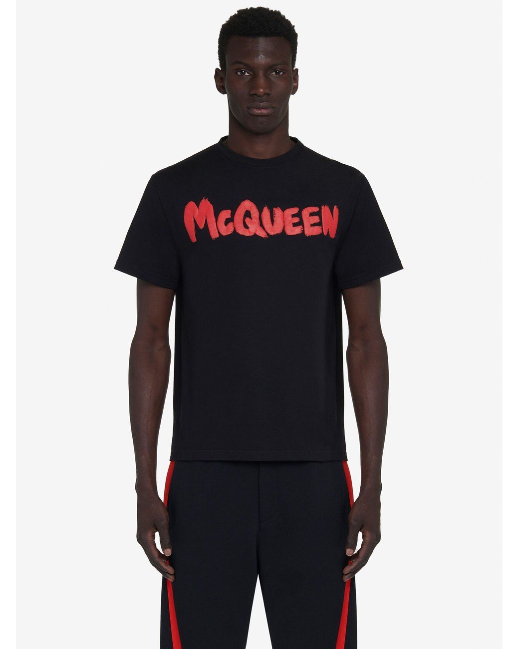 McQueen Black Logo Printed Crewneck T-Shirt for men