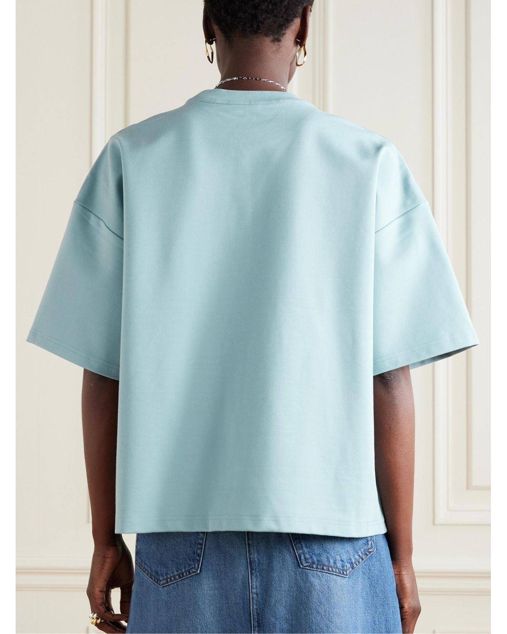 Staud Blue Stretch-Jersey T-Shirt