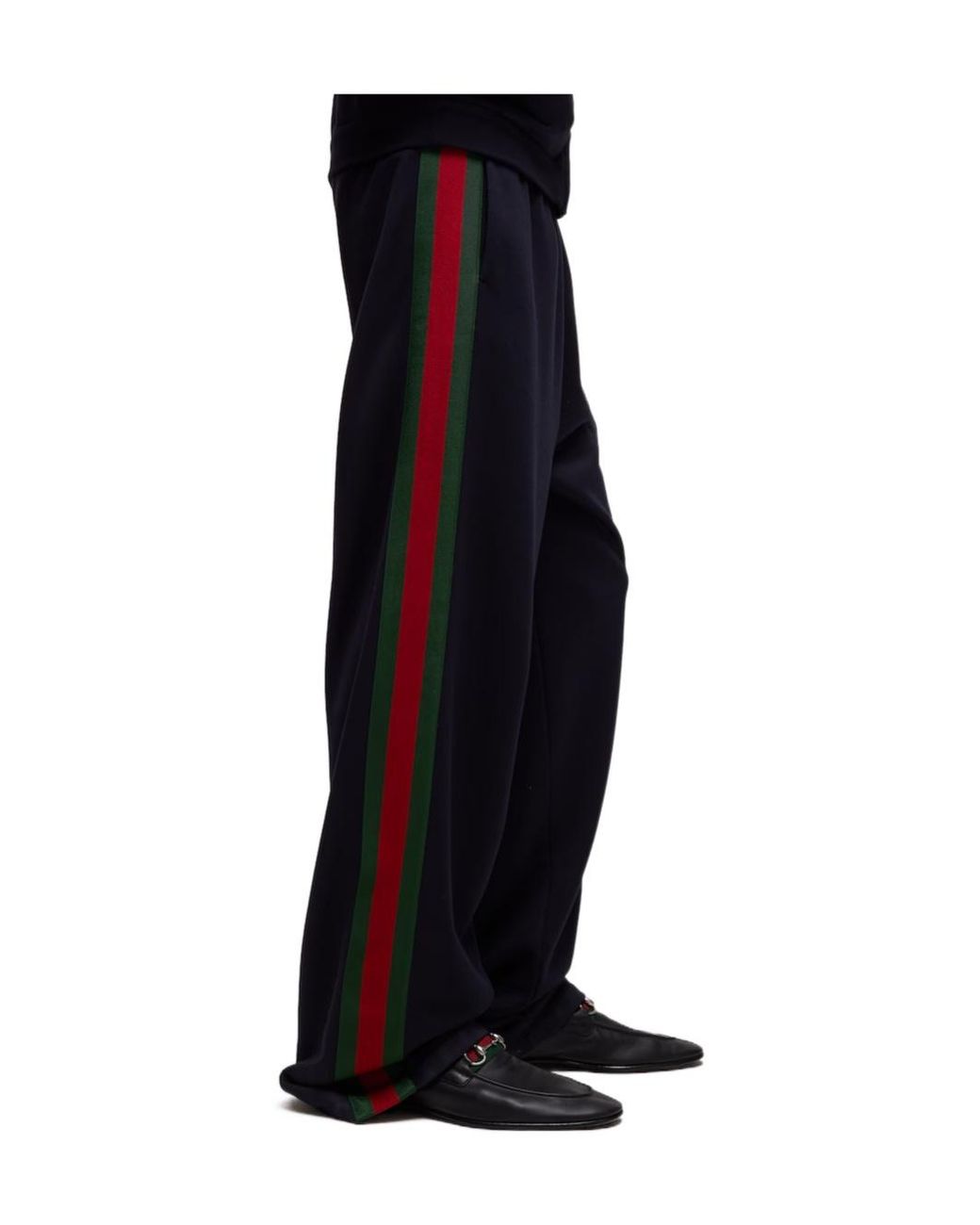 Gucci Blue Web Stripe Detailed Wide Leg Trousers for men