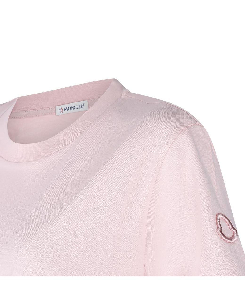 Moncler Pink Logo Patch Crewneck T-Shirt